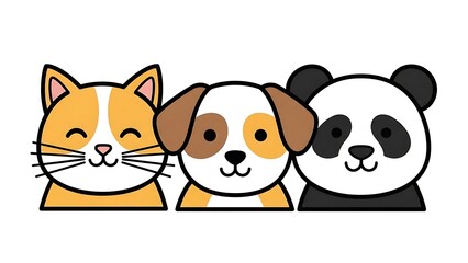 Fototapeta premium Cute cartoon animals friends together smiling.