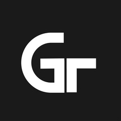 Modern Minimalist GT Letter Logo Design in White on Black Background