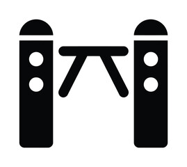 A vector icon of a gate or barrier with two upright posts and a swinging arm © Kishan