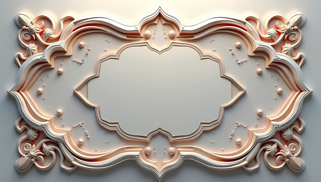 Intricate 3d ramadan ornament with futuristic curves and pearlescent finish
