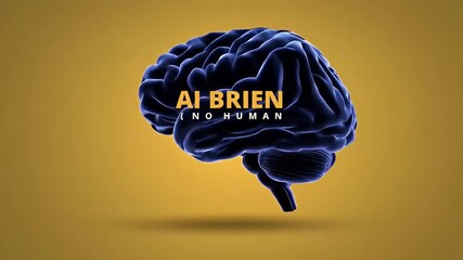 A brain illustration with glowing blue lines and text overlay on a yellow background