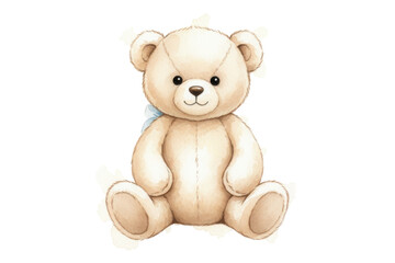 A Delightful Cartoon Illustration of a Plush Teddy Bear in a Sweet Pastel Tone
