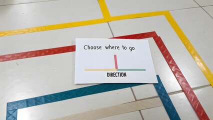 Obraz premium Flat Lay of Colored Tape Paths Marked Direction on Floor