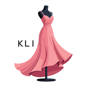 KLI Elegant Pink Dress Logo Design. KLI Fashion Boutique Branding. KLI Clothing Brand Identity Illustration.
