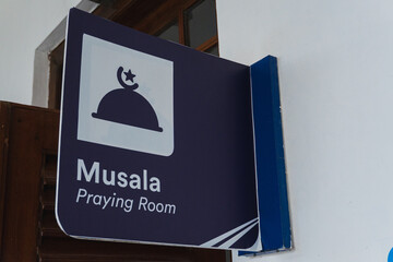 Prayer room sign at train stations in Indonesia. Musala means a small place for Muslims to worship.