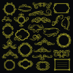 Set of seamless vintage damask floral patterns with ornate decorative design for wallpaper and textile use