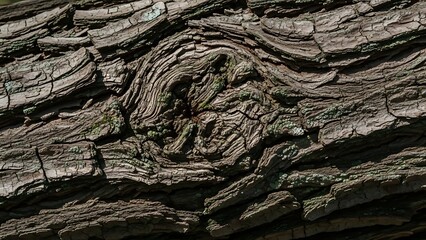 Detailed Macro Texture of Rough Tree Bark with Natural Knot