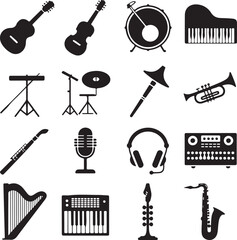 Obraz premium Music Instrument Silhouette Bundle