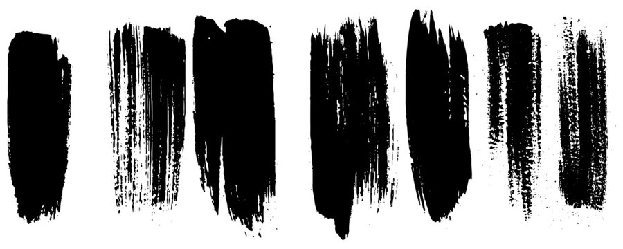 Brush stroke vector collection. Painted curves, rectangles and brush lines, isolated on white background. Grunge textured design elements. Vector stroke collection.