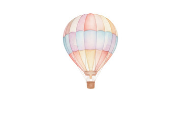 Obraz premium Aesthetic watercolor illustration of a colorful hot air balloon soaring in the sky with a black