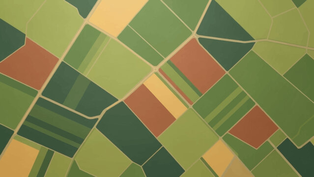 Geometric Landscape: A vibrant aerial perspective of cultivated fields, each section painted in a distinct hue.