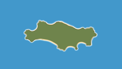 Obraz premium Island Paradise: A serene depiction of an island, surrounded by a tranquil ocean, offering a sense of peace and isolation.