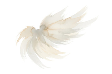 Fototapeta premium Artistic depiction of a single white wing featuring watercolor brushstroke style illustration