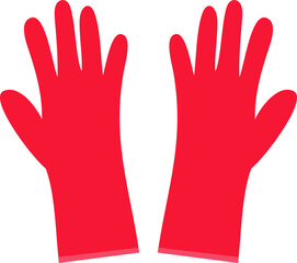 Obraz premium Pair of Bright Red Protective Rubber Gloves