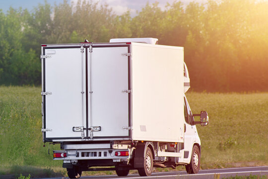 Temperature controlled delivery truck on country road