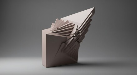 Abstract illustration of a collapsing geometric plane with impossible angles and twisted dimensions, representing a failure of digital space, warped, technology, chaos