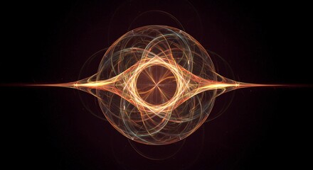 Abstract visualization of spacetime geometry showing complex energy ripples and interwoven dimensional frequencies in a deep cosmos setting, abstract, energy, flux