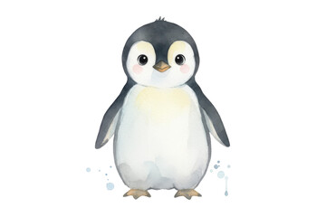 Obraz premium Charming depiction of a watercolor penguin with a simple and elegant illustration