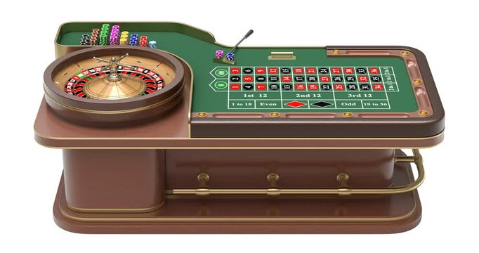 Roulette table with rotating roulette wheel - 3D animation seamlessly loopable
