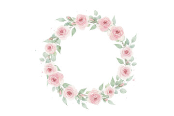 Circular Floral Arrangement Composed of Pink Roses and Delicate Green Leaves