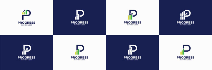 letter P insight symbol collections, business growth logo design.