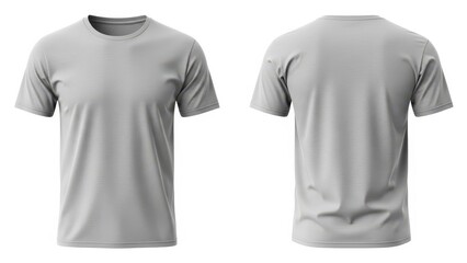 Blank Light Gray Crew Neck T-Shirt Front and Back Mockup