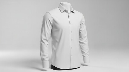 Minimalist White Long Sleeve Dress Shirt Mockup on Mannequin