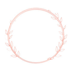 Leafy wreath design with delicate leaves in circular outline for eco friendly project and nature decor