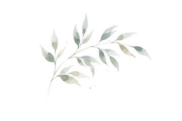 Fototapeta premium Elegant botanical art featuring watercolor leaves on a simple and dark presentation