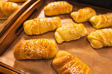 Sausage bread sell in coffee shop.