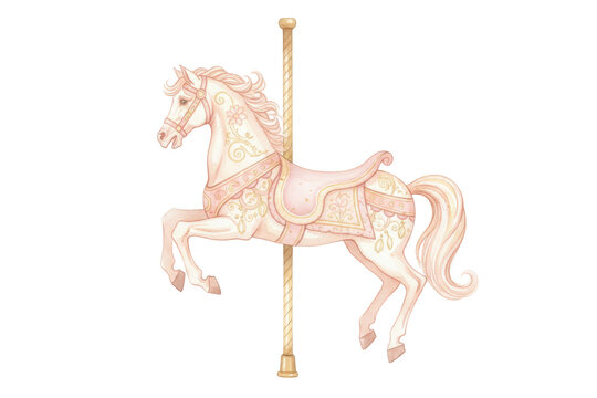 Elegant carousel horse illustration with intricate design and detailed decorative elements