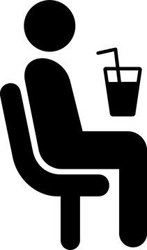 Black Silhouette Icon of a Person Sitting with a Drink for Lounge Areas