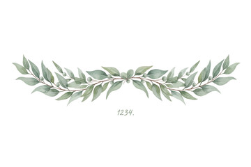 Elegant leafy botanical illustration of a verdant arrangement with numeral 1234 on display