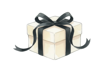 Elegant Gift Box with Black Ribbon: Perfect for Occasions and Celebrations