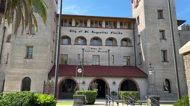 Saint Augustine, USA, June 25, 2025: TILTSM The Lightner Museum is a museum of antiques, mostly American Gilded Age pieces, housed within the historic Hotel Alcazar building in downtown St. Augustine.