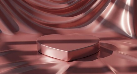 Heart Shaped Podium with Brown Draped Fabric Backdrop Design