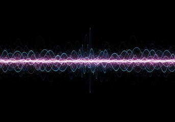 Abstract visualization of smooth rhythmic sine waves flowing across a dark digital space, representing data analysis or complex acoustic energy, ripple, oscillation, line