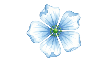 Watercolor Blue Flower Illustration Isolated On Black