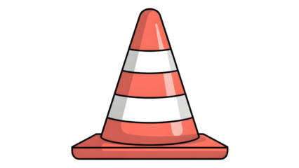 Orange And White Cartoon Traffic Cone Illustration