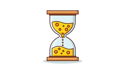 Cartoon Hourglass With Flowing Yellow Sand Time Concept