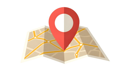 Location Pin On Folded Map Icon For Navigation Gps