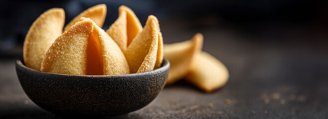 Fortune Cookies Still Life on Dark Background &ndash; AI Generative