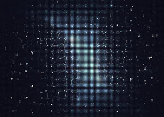 Abstract halftone pattern depicting a cosmic nebula or stardust effect. Ideal for space themed designs, backgrounds and digital art projects.