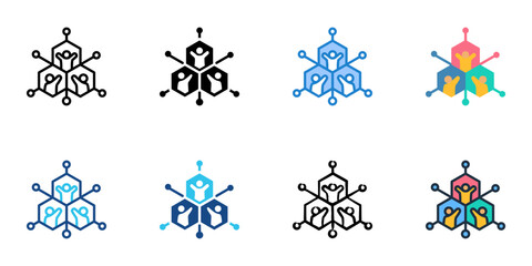 Social Engineering icons set multiple style collection. Editable stroke 
