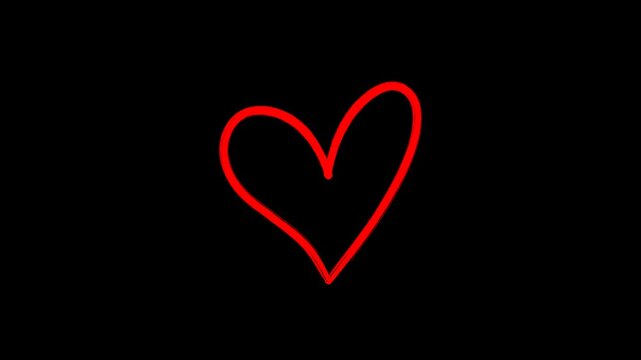 Hand drawing doodle heart animation, stop motion animation on a transparent background, hand drawn stop motion animation on a white background
