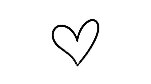 Hand drawing doodle heart animation, stop motion animation on a transparent background, hand drawn stop motion animation on a white background
