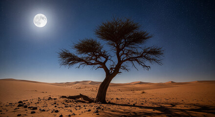 trees in the desert at night