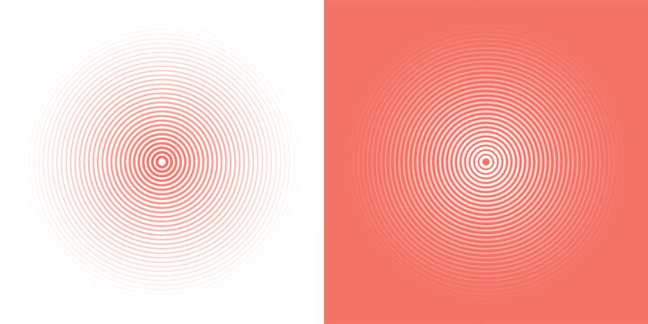 Red and white concentric spiral circles logo symbol. Big to small outlined ring circle gradation. Vector illustration