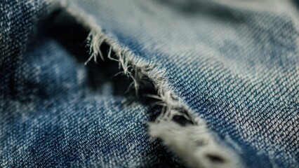 Close up of frayed denim