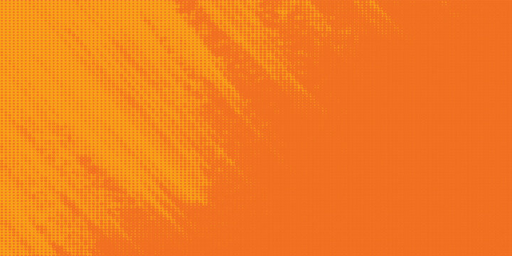 orange color halftone gradient texture. Vanishing cartoon polka dot background. Repeating dotted gradation pattern. Fading comic pop art overlay backdrop.